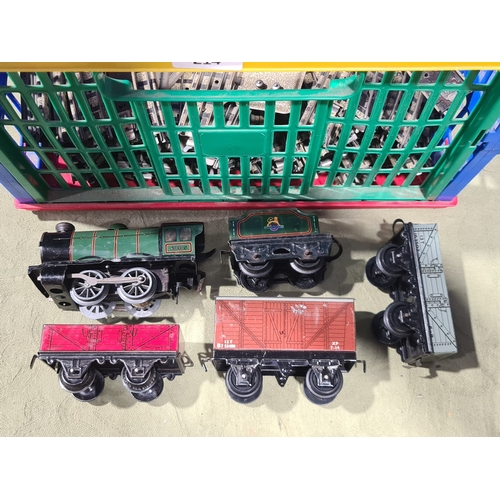 214 - A large quantity of over 200 pieces of Hornby Dublo 3-rail Track including Straights, Electric Point... 