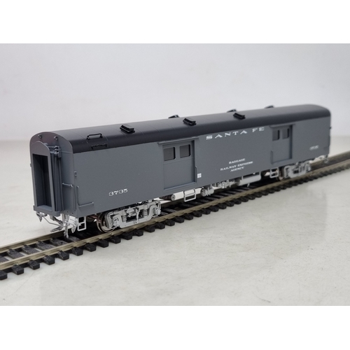 316 - A boxed The Coach Yard brass H0 scale 'Economy' Baggage Car, factory painted in Santa Fe grey livery... 