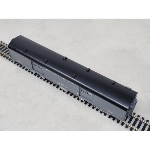 316 - A boxed The Coach Yard brass H0 scale 'Economy' Baggage Car, factory painted in Santa Fe grey livery... 