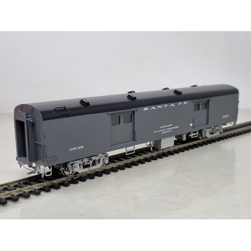 316 - A boxed The Coach Yard brass H0 scale 'Economy' Baggage Car, factory painted in Santa Fe grey livery... 