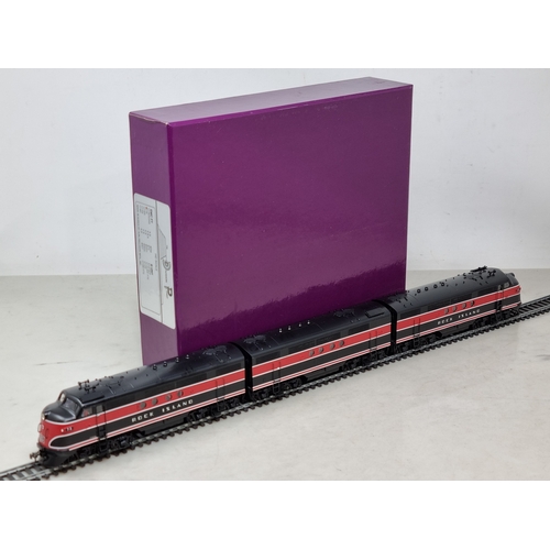 318 - A boxed Division Point brass H0 scale EMC FT 3-piece diesel Set in Rock Island livery, made by Ajin ... 