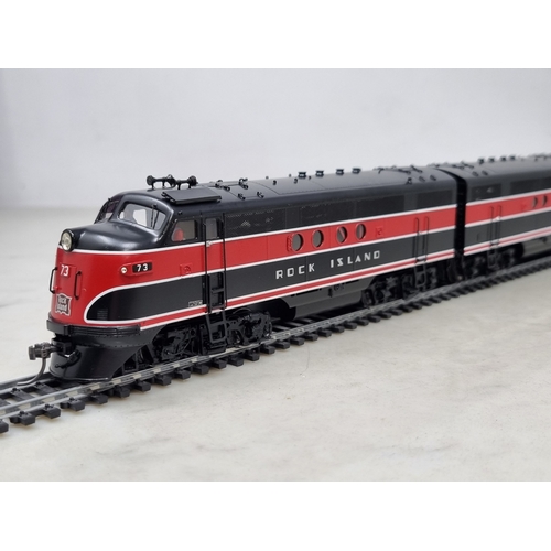 318 - A boxed Division Point brass H0 scale EMC FT 3-piece diesel Set in Rock Island livery, made by Ajin ... 