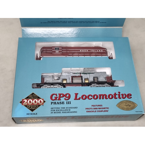 349 - Three boxed Proto 2000 Series H0 scale diesel Locomotives comprising 2x GP9 Phase III Locomotive in ... 