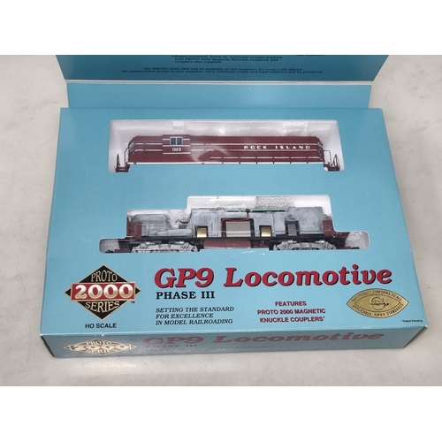 349 - Three boxed Proto 2000 Series H0 scale diesel Locomotives comprising 2x GP9 Phase III Locomotive in ... 
