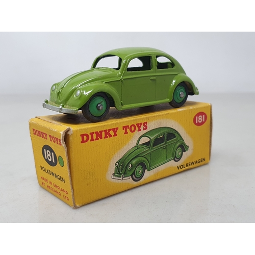 505 - A boxed Dinky Toys No.181 green Volkswagen, M, box Ex plus
