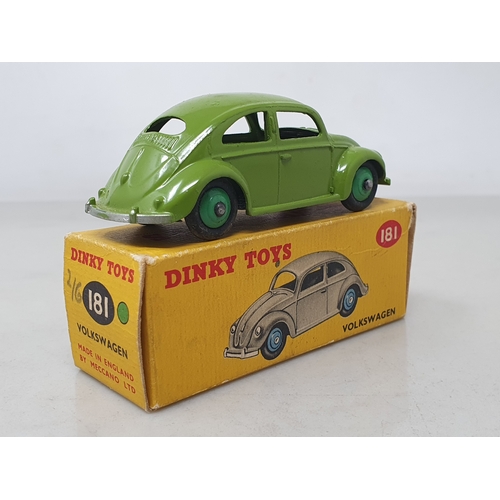 505 - A boxed Dinky Toys No.181 green Volkswagen, M, box Ex plus