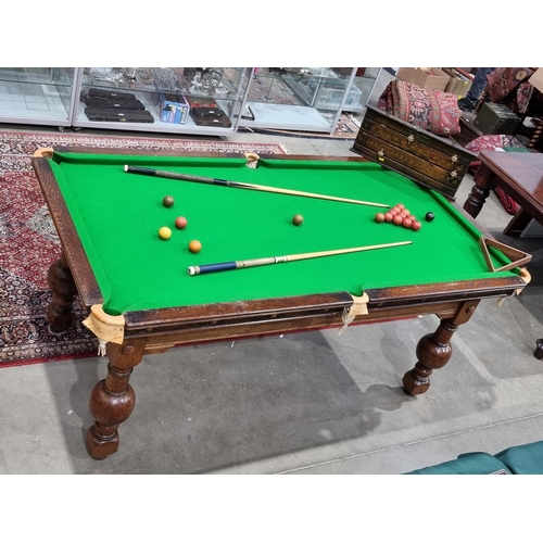 26 - A quarter size Snooker/Dining Table, bearing a label 'The Challenge, W. Jelks & Sons, Holloway Road,... 