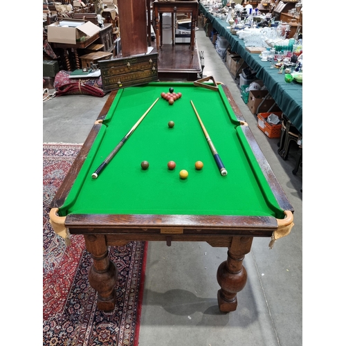 26 - A quarter size Snooker/Dining Table, bearing a label 'The Challenge, W. Jelks & Sons, Holloway Road,... 