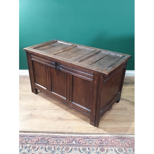 49 - An oak three panel coffer, (R4).