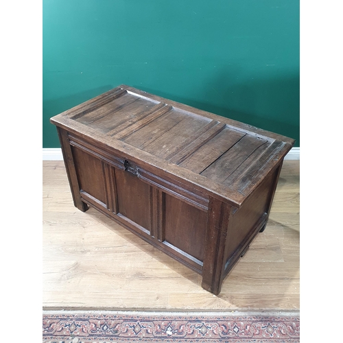 49 - An oak three panel coffer, (R4).
