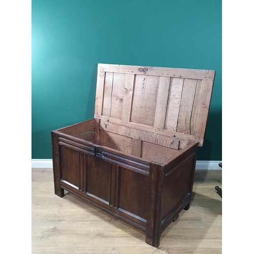 49 - An oak three panel coffer, (R4).