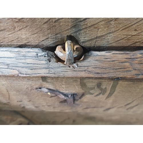 49 - An oak three panel coffer, (R4).