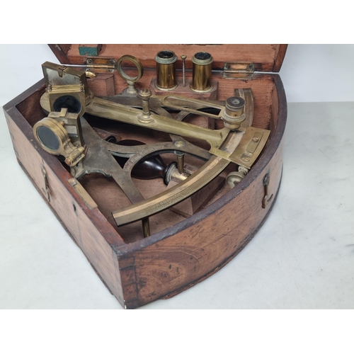 51 - A 19th century brass Sextant engraved Royal Naval Reserve Prize, School Frigate Conway, Presented by... 