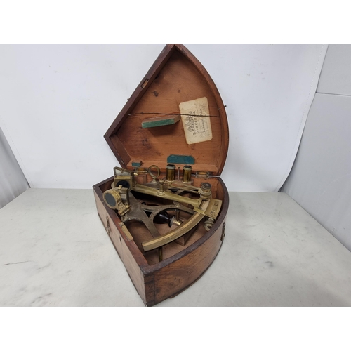 51 - A 19th century brass Sextant engraved Royal Naval Reserve Prize, School Frigate Conway, Presented by... 