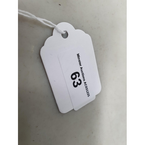 63 - A Garniture of three Coalport two handled Vases painted bouquets of  flowers with blue and gilt surr... 