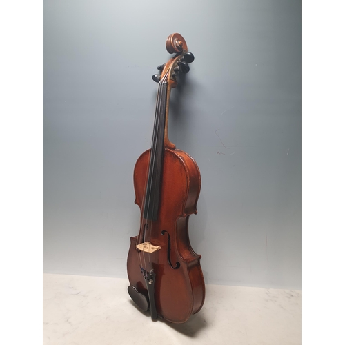 7 - A full-size Violin, by George L Dykes, Leeds, (pupil of Paul Bailly) with perfling to the two-piece ... 