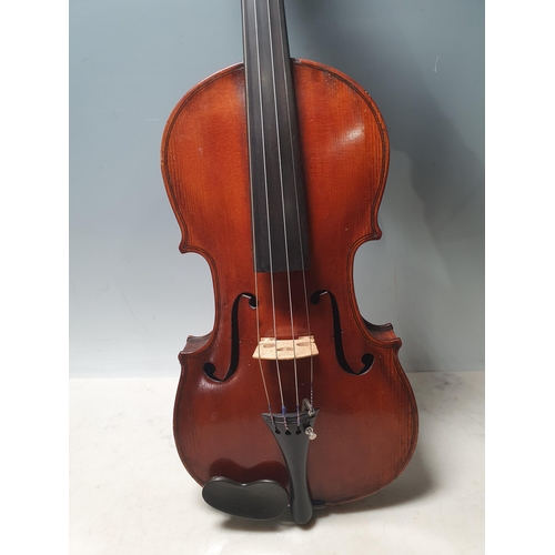 7 - A full-size Violin, by George L Dykes, Leeds, (pupil of Paul Bailly) with perfling to the two-piece ... 