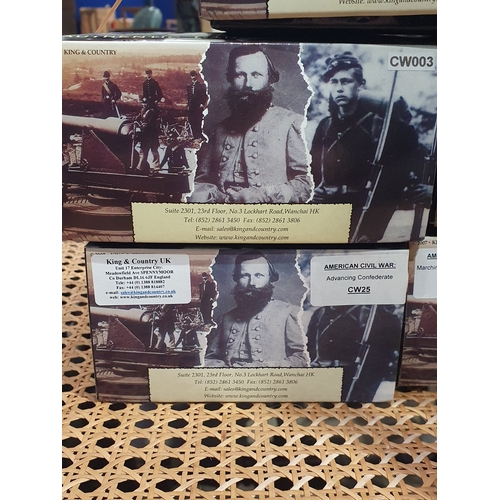 626 - Five boxed King & Country American Civil War Military Figures comprising CW17 Marching Rebel Riflema... 