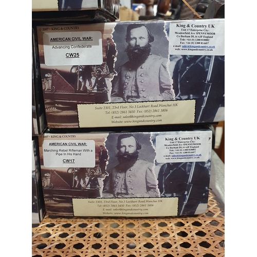 626 - Five boxed King & Country American Civil War Military Figures comprising CW17 Marching Rebel Riflema... 
