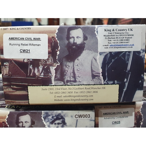 626 - Five boxed King & Country American Civil War Military Figures comprising CW17 Marching Rebel Riflema... 