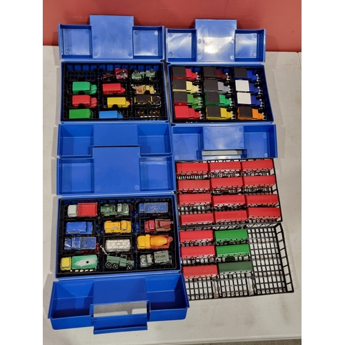 Three Matchbox Carry Cases and two loose trays all containing a ...