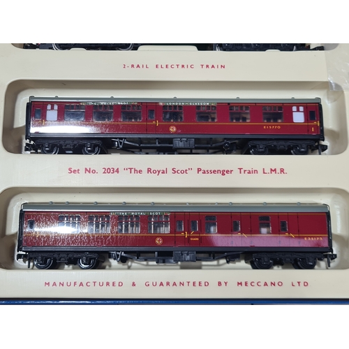 111 - A boxed Hornby Dublo 2034 'Royal Scot' Deltic Passenger Set, M, has been lightly run. Box base with ... 