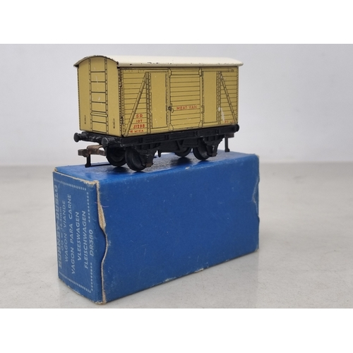 181 - A boxed Hornby Dublo D1 SR Meat Van, VG, some light crazing to roof and scratches to sides, 10/50 bo... 