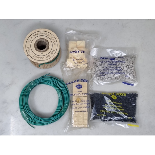 33 - A collection of Hornby Dublo Accessories including Roll of green Wire, taped Wire, Dinky Toys No.792... 