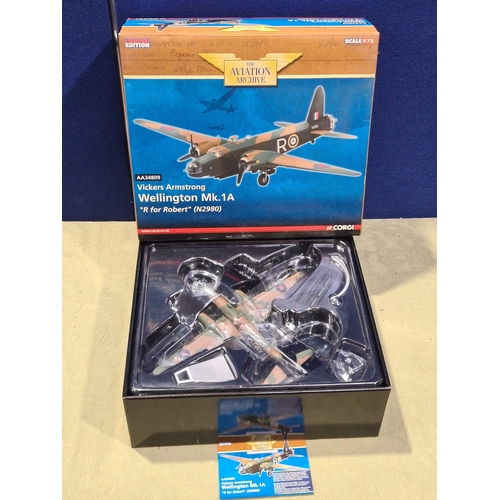 496 - A boxed Corgi Aviation Archive limited edition AA34809 !;72 scale Vickers Wellington Nk.1A 'R for Ro... 