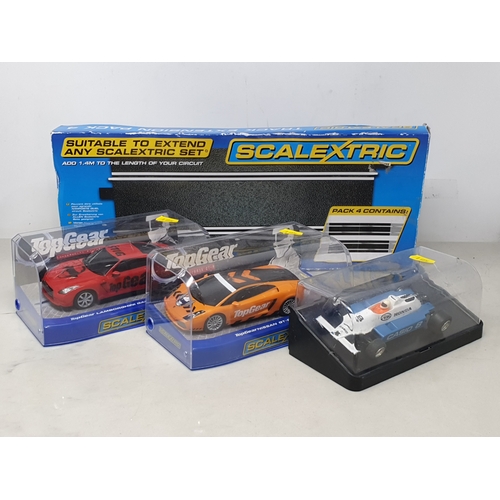 529 - A boxed Scalextric Top Gear Lamborghini Gallardo, a boxed Top Gear Nissan GT-R, a boxed Honda Racing... 