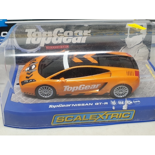 529 - A boxed Scalextric Top Gear Lamborghini Gallardo, a boxed Top Gear Nissan GT-R, a boxed Honda Racing... 