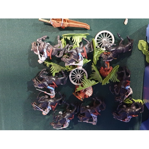 592 - A collection of plastic Wargaming Figures including Britains American Civil War Cavalry and Conte Co... 