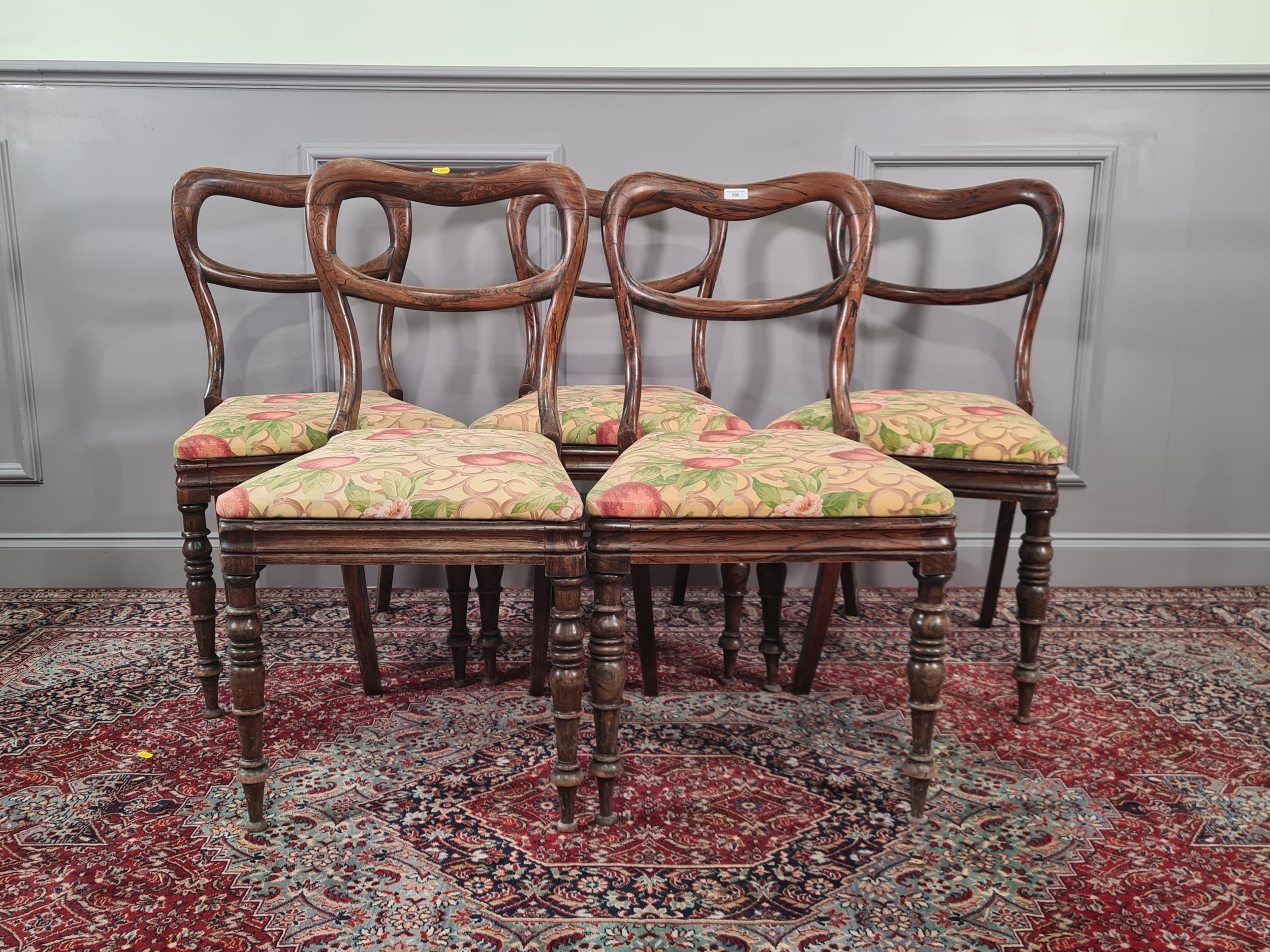 A set of simulated rosewood Dining Chairs, with upholstered seats ...