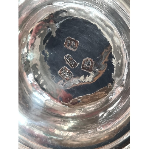 109 - A George III silver straight sided lidded Tankard with scroll thumb piece, domed id, engraved initia... 