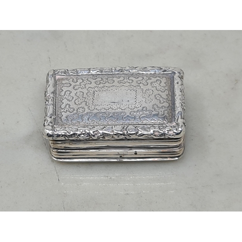 116 - A George III silver Vinaigrette with seaweed engraving, Birmingham 1803, maker: T & W