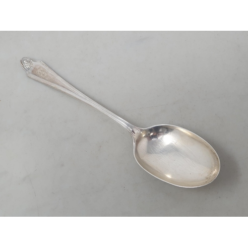 61 - A George V silver Dessert Spoon with trefid finial, Sheffield 1925, 44gms