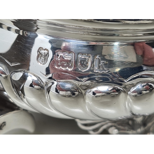 65 - A George V silver two handled Christening Bowl with inscription, Birmingham 1922, and a Spoon, Londo... 
