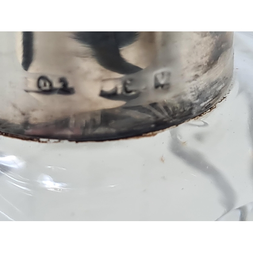 68 - A George V silver lidded cut glass Scent Bottle, Birmingham 1920