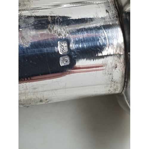 76 - A pair of Edward VII silver Table Candlesticks with knopped stems on shaped square bases, Birmingham... 