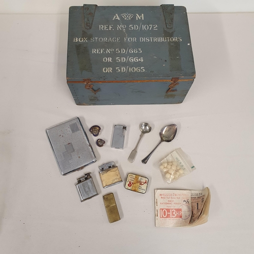 WWII Ration Books, Lighters, Badges etc and a RAF WWII bomb distributor ...