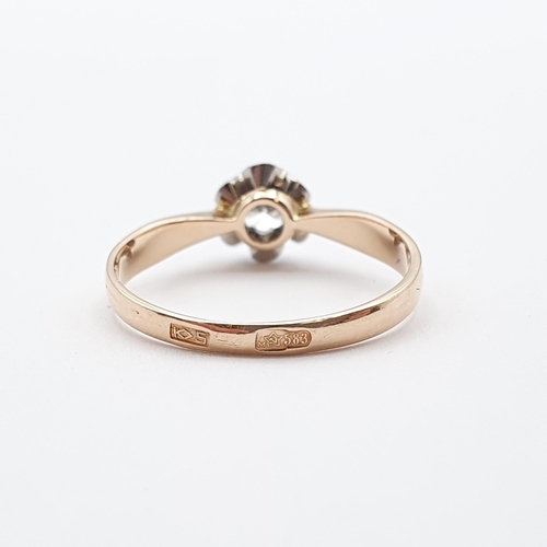 275 - A Diamond single stone Ring claw-set brilliant-cut stone to scalloped mount, Russian marks 583, ring... 