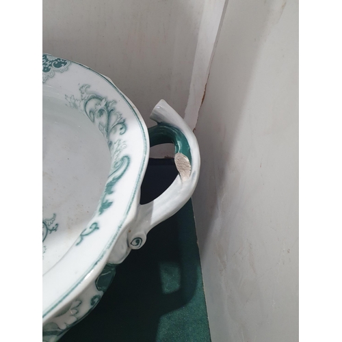 514 - A quantity of Johnson Brothers Dinnerware, a two-handled Tureen, A/F, two glass Decanters, a Carafe ... 