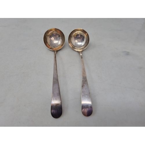 102 - A pair of Georgian Scottish silver Ladles old english pattern engraved initials, Edinburgh circa 179... 