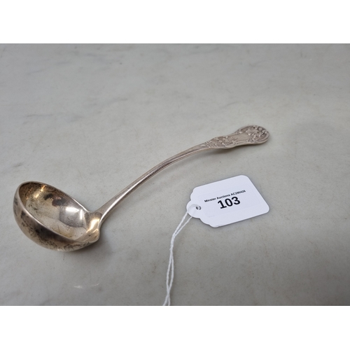 103 - A William IV Scottish silver Ladle queen's pattern engraved initial, Glasgow 1836, 64gms
