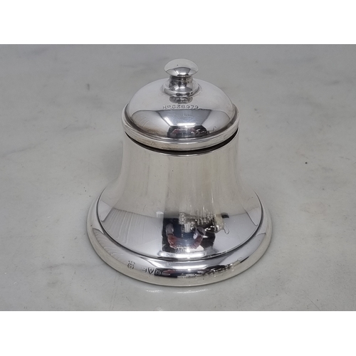 81 - A George V silver Inkwell in the form of a bell, Chester 1914