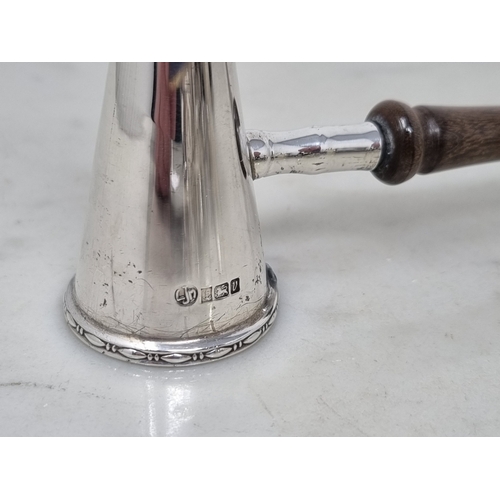 83 - An Elizabeth II silver Candle Snuffer with turned wooden handle, Birmingham 1970