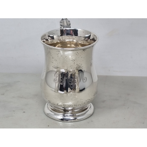 84 - A George V silver baluster Christening Mug engraved initials and inscription, Chester 1910, 125gms