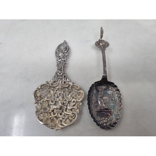93 - A Victorian Continental silver Spoon embossed figure, cockerel finial, import mark London 1890, and ... 