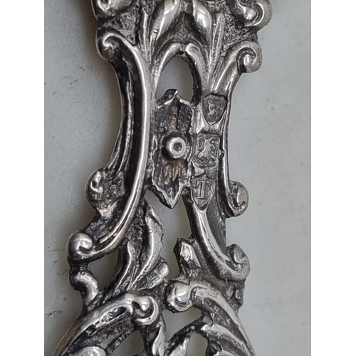 93 - A Victorian Continental silver Spoon embossed figure, cockerel finial, import mark London 1890, and ... 