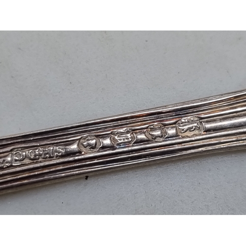 98 - A Victorian silver Christening Spoon and Fork, London 1855, in case, and a pair of Georgian silver b... 